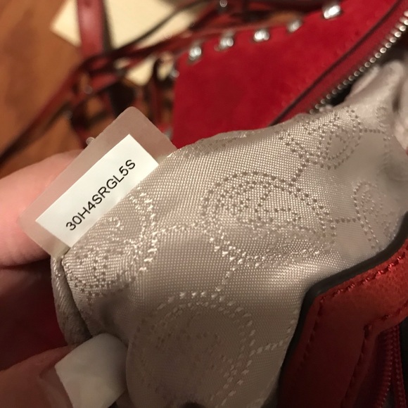 NWT-Michael Kors Suede Rhea Grommet Crossbody Bag - Picture 6 of 8